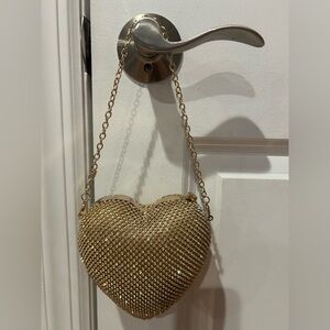 Gold Heart-Shaped Chain Purse